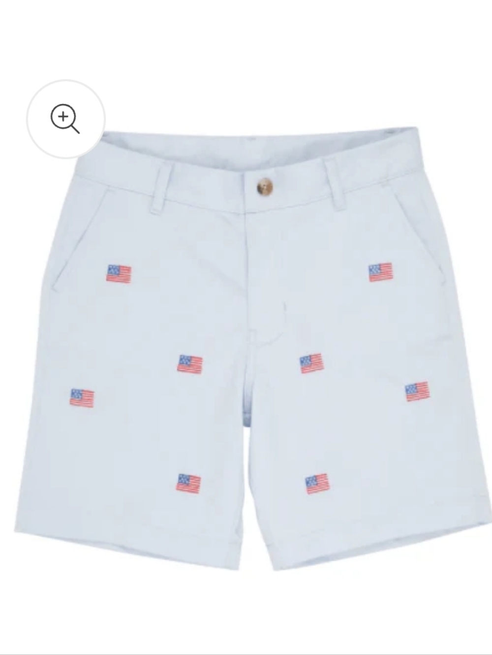 Tbbc Light Blue Embroidered American Flag Boys Shorts